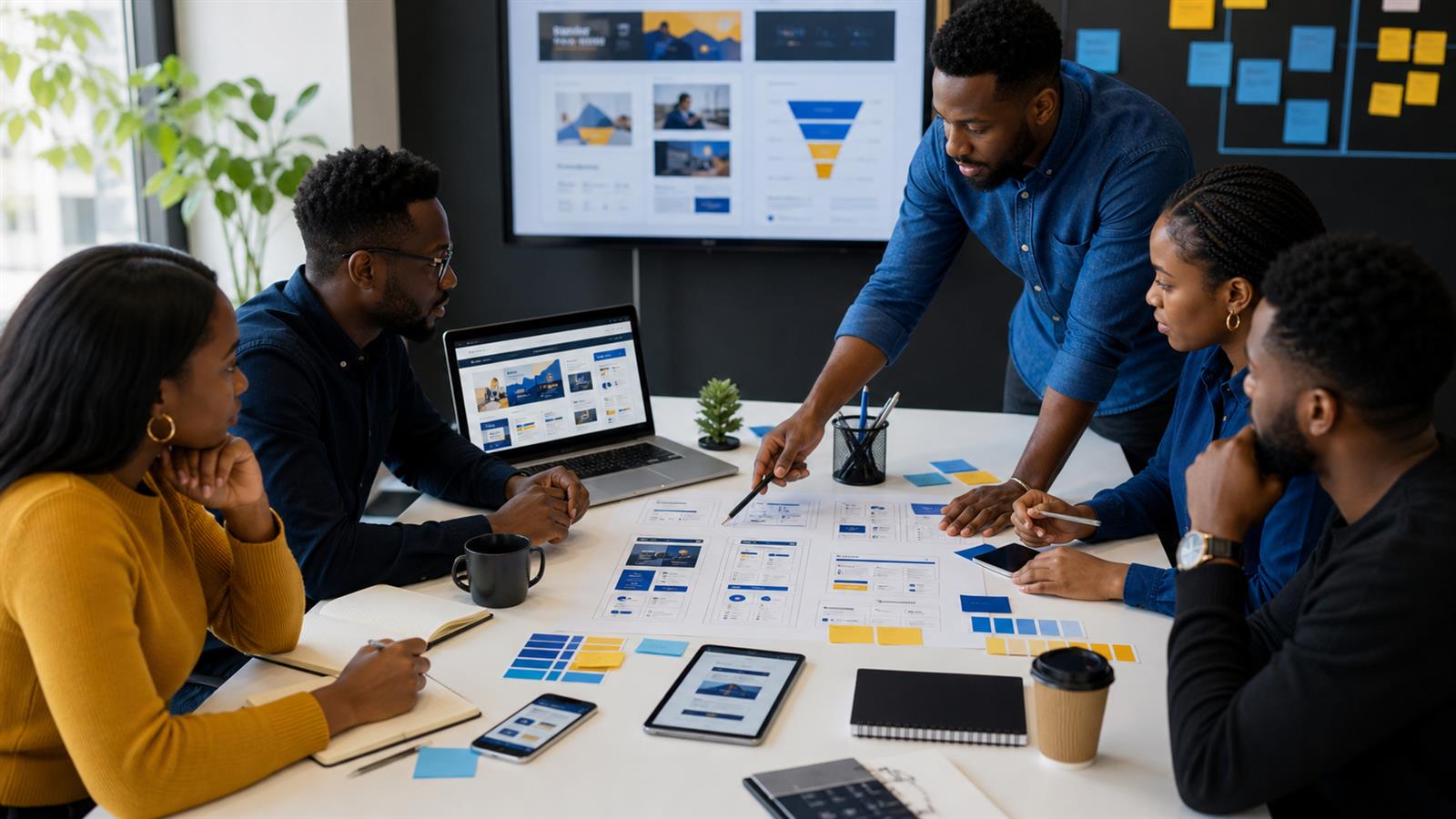 WTB website development team planning wireframes and conversion pages in Nigeria